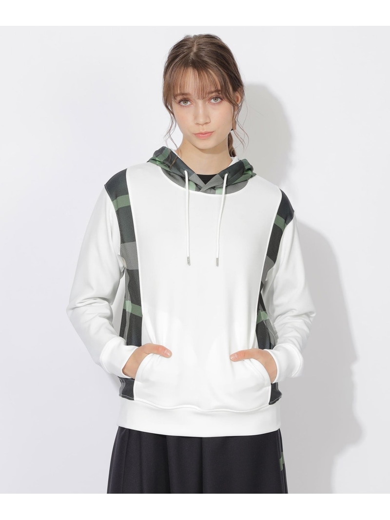 パーシャルチェックフーディー CB CRESTBRIDGE ブルーレーベル / ブラックレーベル・クレストブリッジ トップス その他のトップス ネイビー ホワイト【送料無料】[ Fashion]