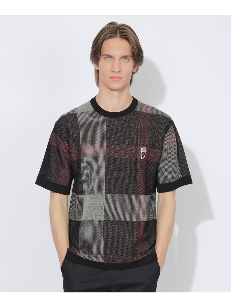 【WEB押さえる】クレストブリッジチェックメッシュニットプルオーバー BLACK LABEL CRESTBRIDGE 青み付け札 / ブラックレーベル・クレストブリッジ トップス 編み物 黒いこと【貨物輸送無料】[ Fashion]