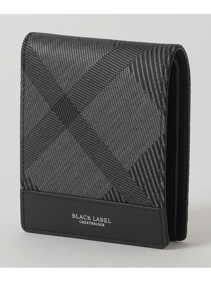 カルゼシャドークレストブリッジチェック2つ折りウォレット BLACK LABEL CRESTBRIDGE ブルーレーベル / ブラックレーベル・クレストブリッジ 財布・ポーチ・ケース コインケース・小銭入れ・札入れ ブラック グレー【送料無料】[ Fashion]