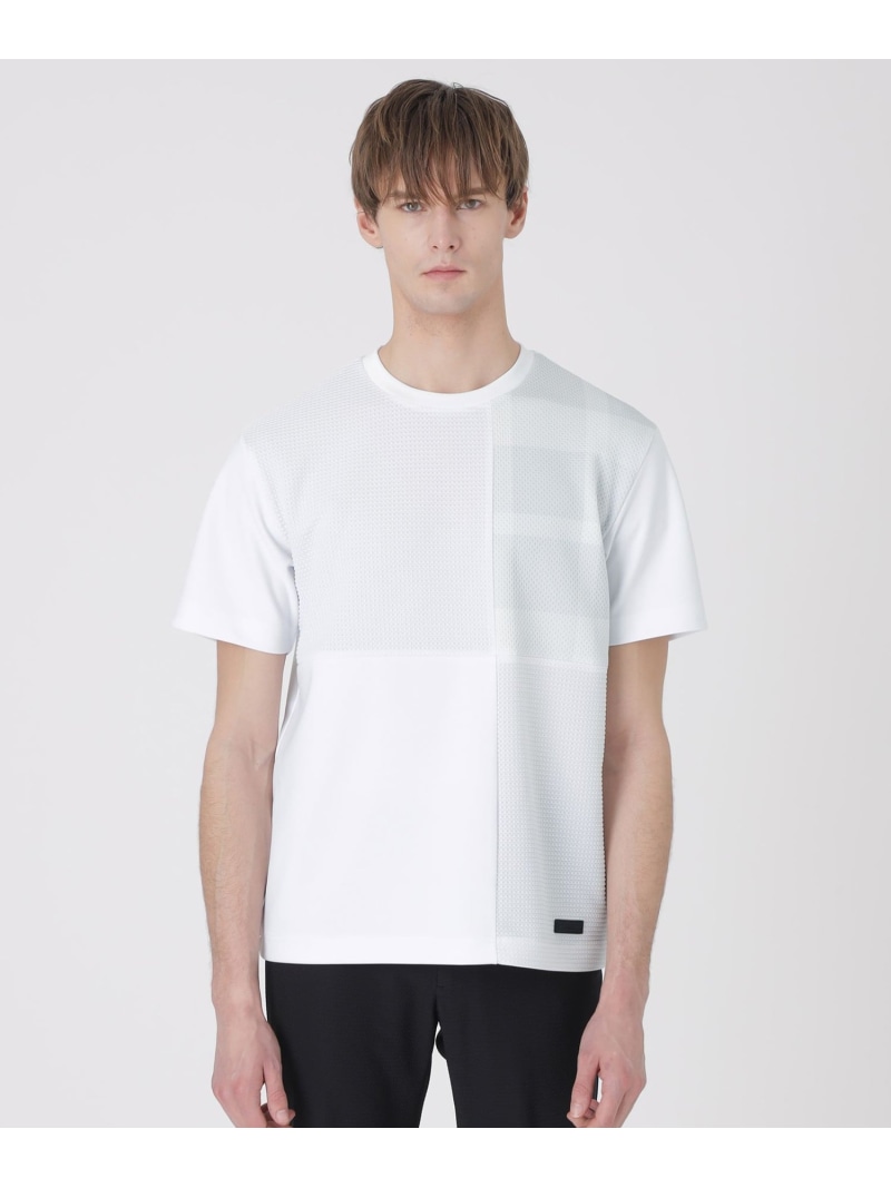 【BLACK lab.】テクスチャーミックスパッチワークTシャツ BLACK LABEL CRESTBRIDGE ブルーレーベル / ブラックレーベル・クレストブリッジ トップス その他のトップス ブラック ホワイト【送料無料】[ Fashion]