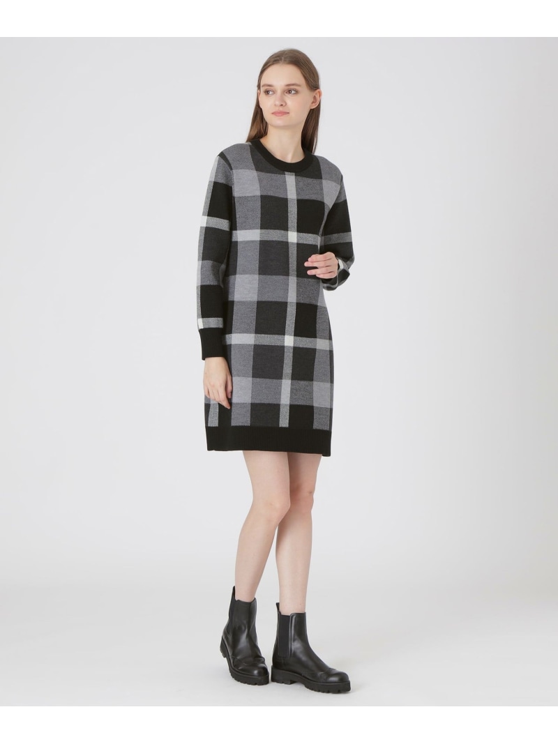 楽天市場】クレストブリッジチェックジャカードジャージードレス BLUE