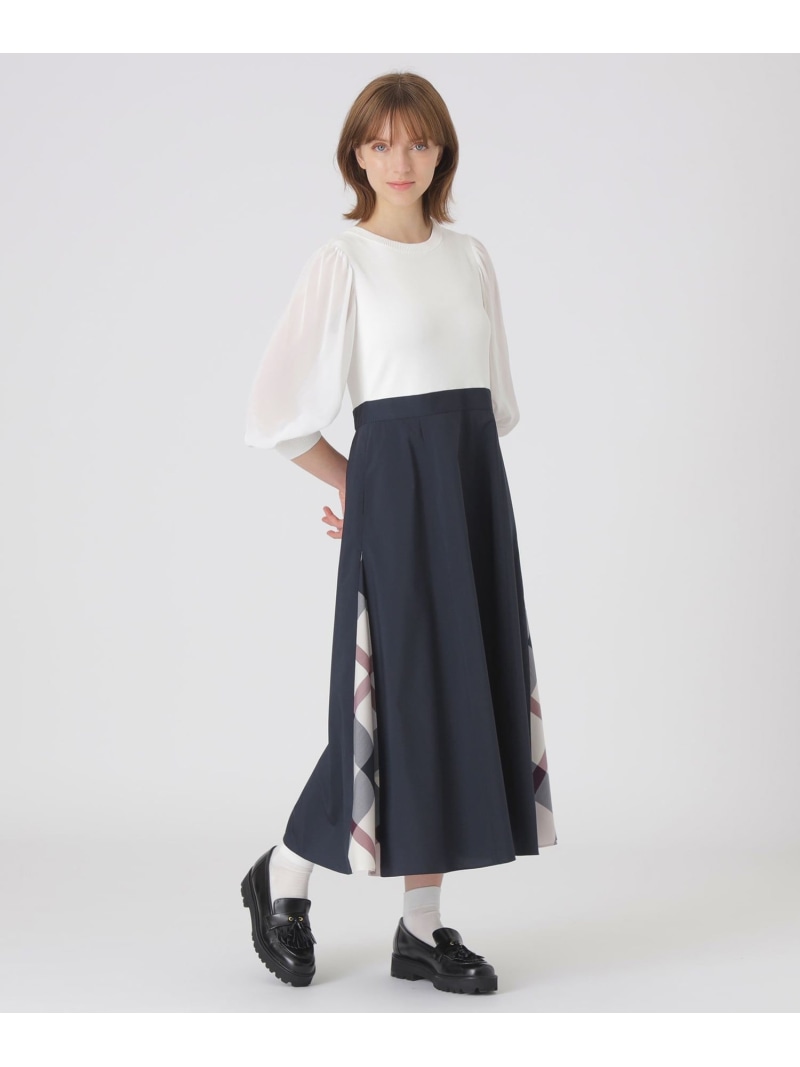 シアースリーブニットドッキングドレス BLUE LABEL CRESTBRIDGE 青碧付け紙 / ブラックレーベル・クレストブリッジ 衣裳・御召しもの 御召しもの 白いこと 黒いこと【貨物輸送無料】[ Fashion]
