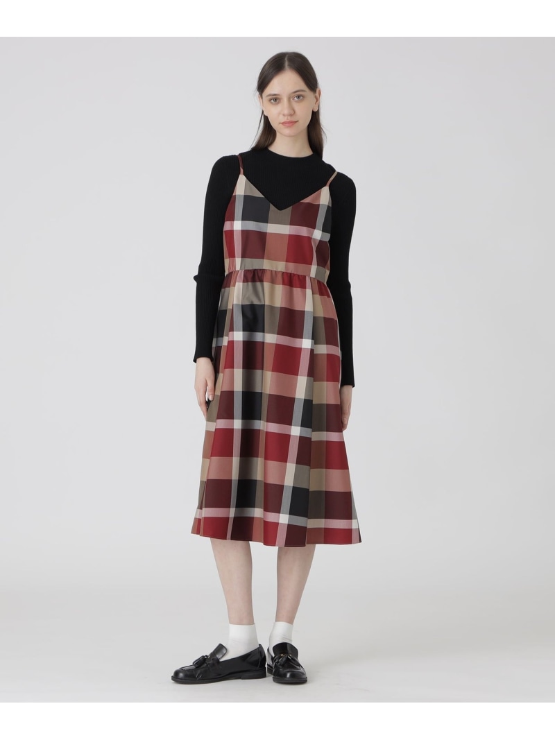 【SALE／16%OFF】クレストブリッジチェックライトクロッシングツイルキャミソールドレス BLUE LABEL CRESTBRIDGE ブルーレーベル / ブラックレーベル・クレストブリッジ ワンピース・ドレス ドレス ベージュ レッド【RBA_E】【送料無料】[ Fashion]｜BLUELABEL BLACKLABEL CRESTBRIDGE