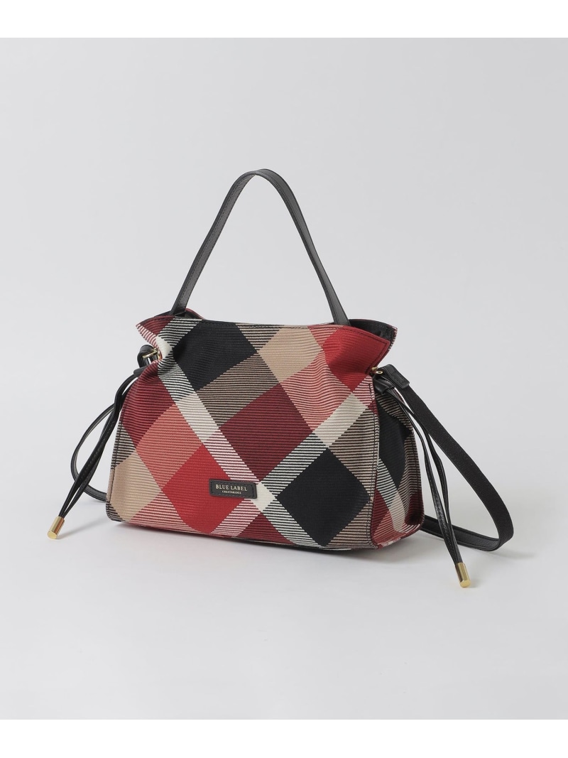 クレストブリッジチェックカルゼギャザーミニバッグ BLUE LABEL CRESTBRIDGE ブルーレーベル / ブラックレーベル・クレストブリッジ バッグ その他のバッグ レッド ベージュ【送料無料】[ Fashion]