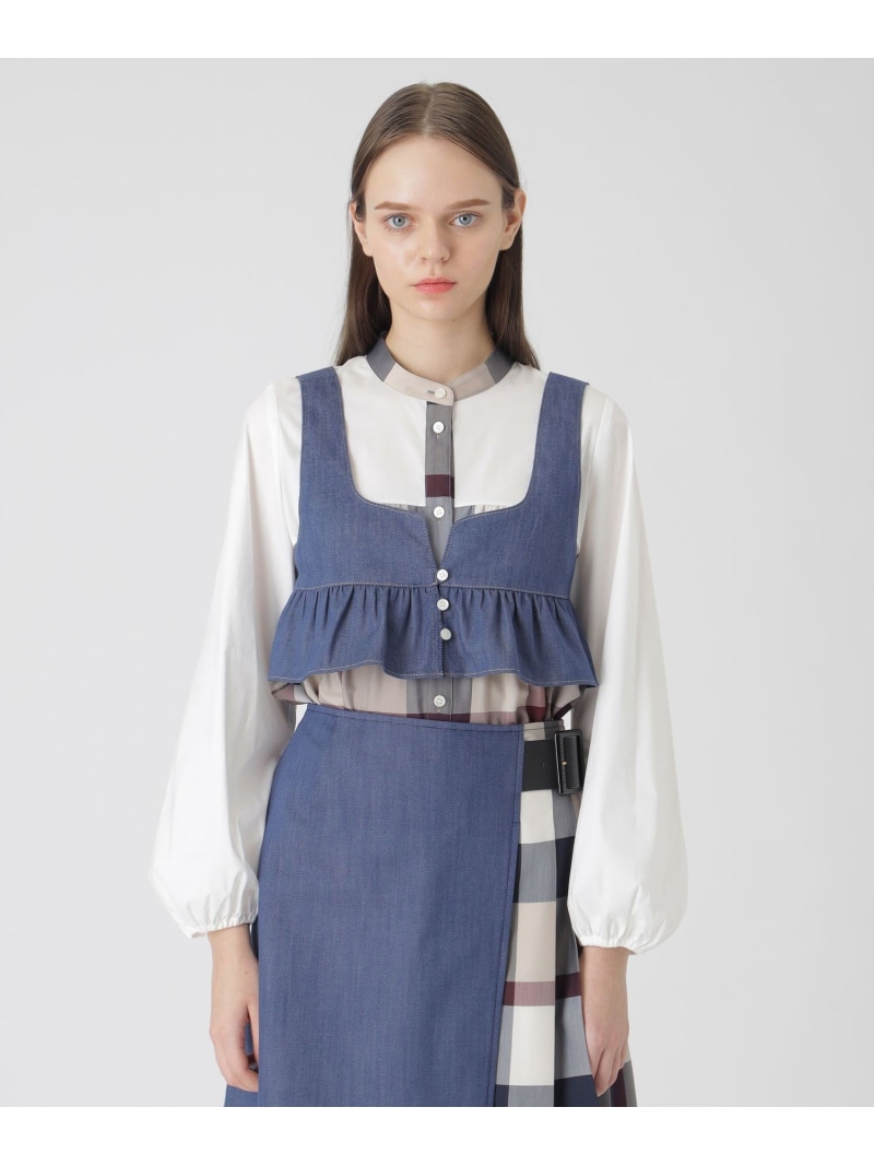 【SALE／43%OFF】スラブシャンブレーデニムショートビスチェ BLUE LABEL CRESTBRIDGE ブルーレーベル / ブラックレーベル・クレストブリッジ ジャケット・アウター テーラードジャケット・ブレザー ブルー ネイビー【RBA_E】【送料無料】[ Fashion]｜BLUELABEL BLACKLABEL CRESTBRIDGE