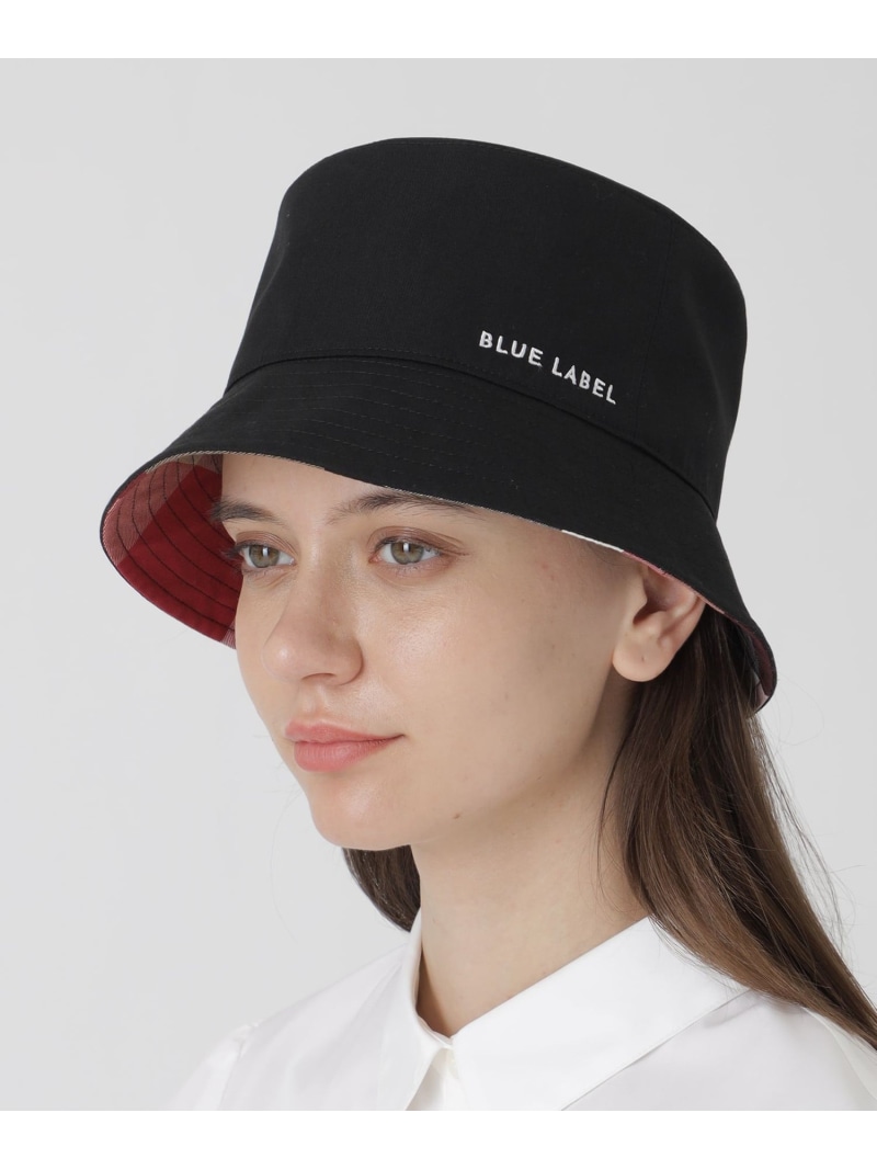 ロゴ刺しゅうリバーシブルバケットハット BLUE LABEL CRESTBRIDGE ブルーレーベル / ブラックレーベル・クレストブリッジ 帽子 キャップ ネイビー ブラック【送料無料】[ Fashion]