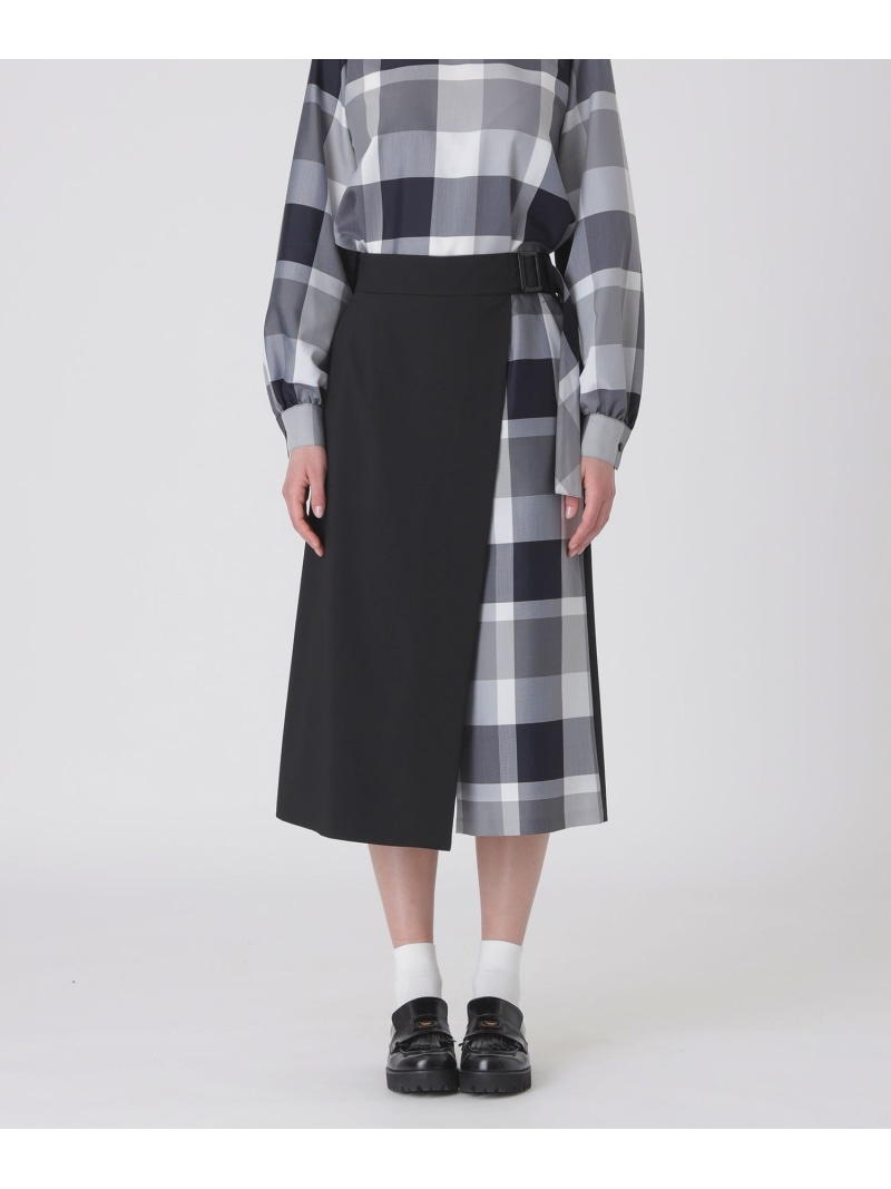 【SALE／20%OFF】【一部店舗限定】パーシャルチェックガウチョパンツ BLUE LABEL CRESTBRIDGE ブルーレーベル / ブラックレーベル・クレストブリッジ パンツ その他のパンツ ブラック ネイビー【RBA_E】【送料無料】[ Fashion]｜BLUELABEL BLACKLABEL CRESTBRIDGE