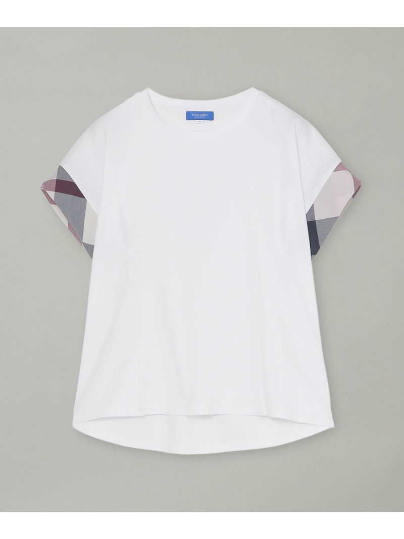 クレストブリッジチェックスリーブカットソー BLUE LABEL CRESTBRIDGE 青色付け札 / ブラックレーベル・クレストブリッジ トップス 余分の物のトップス 白いこと 黒いこと 米国海軍【貨物輸送無料】[ Fashion]