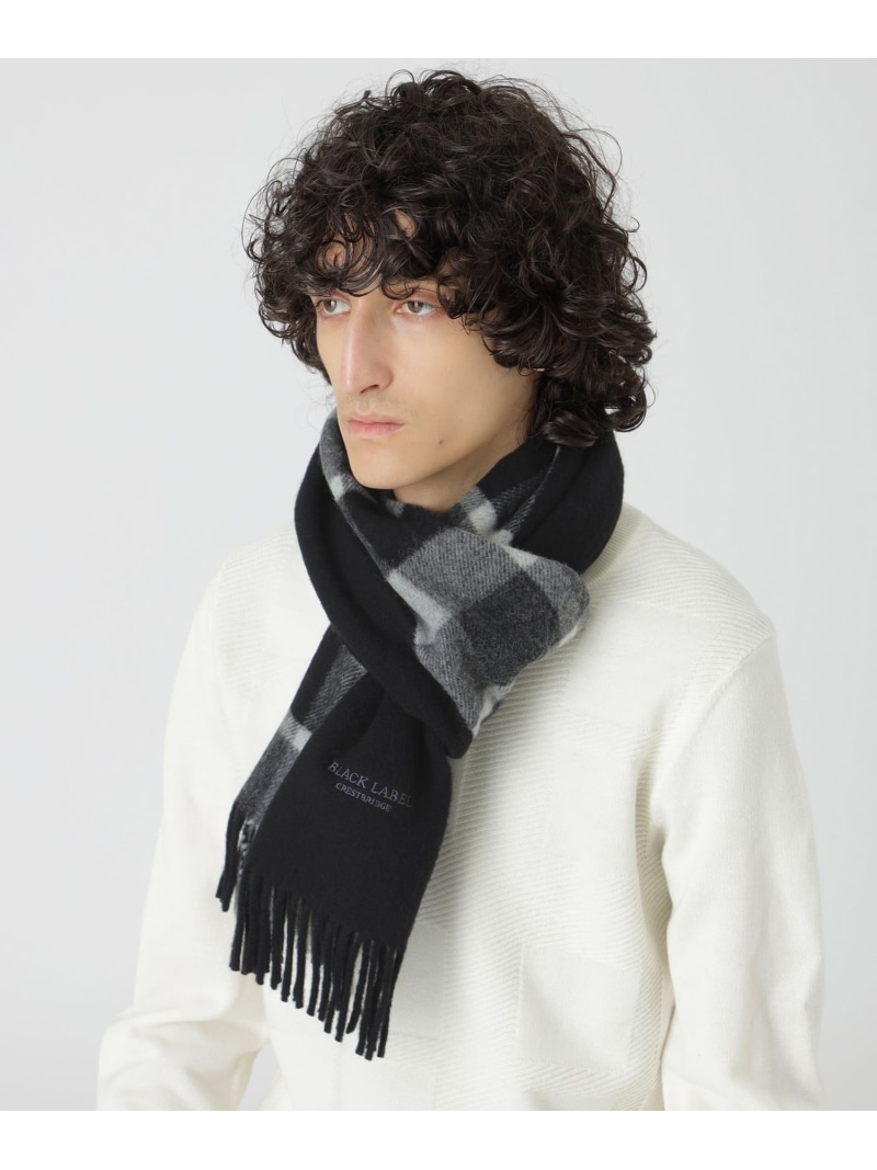 ブラックレーベルクレストブリッジ 新品 ロゴジャカードカシミヤマフラー クレストブリッジチェックカシミヤマフラー（マフラー/ストール
