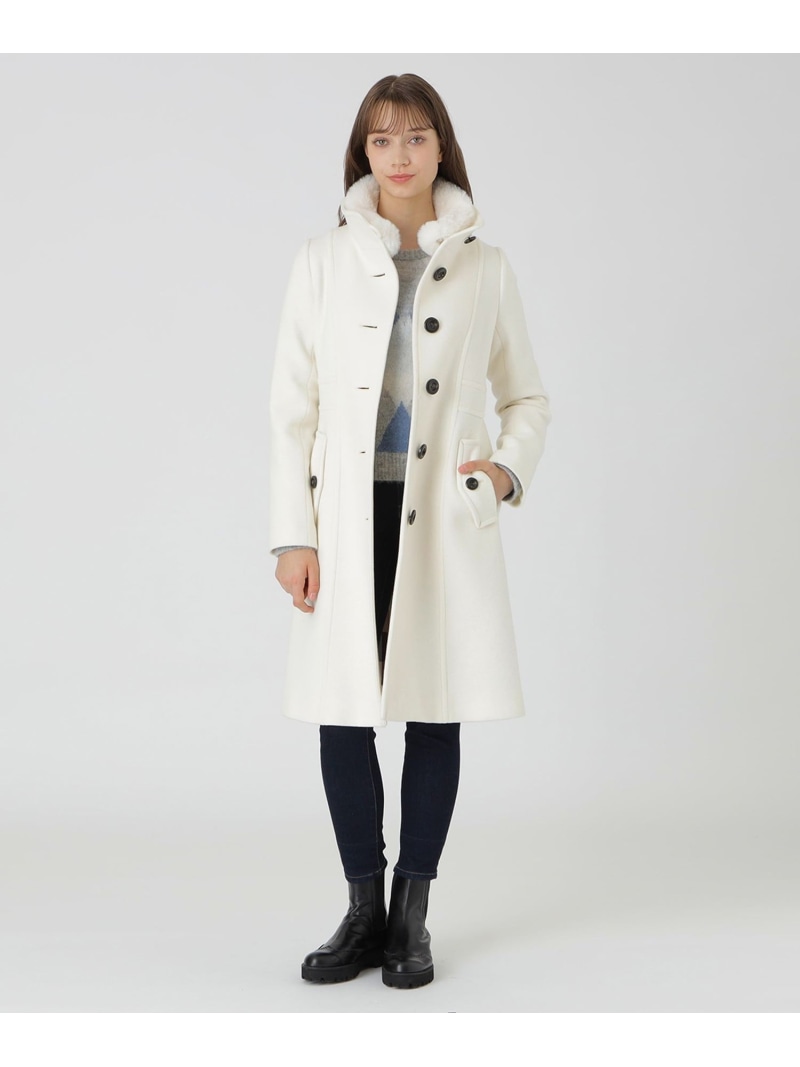 ファインダブルビーバースタンドカラーコート BLUE LABEL CRESTBRIDGE ブルーレーベル / ブラックレーベル・クレストブリッジ ジャケット・アウター その他のジャケット・アウター ブラック グレー ホワイト ベージュ【送料無料】[ Fashion]｜BLUELABEL BLACKLABEL CRESTBRIDGE