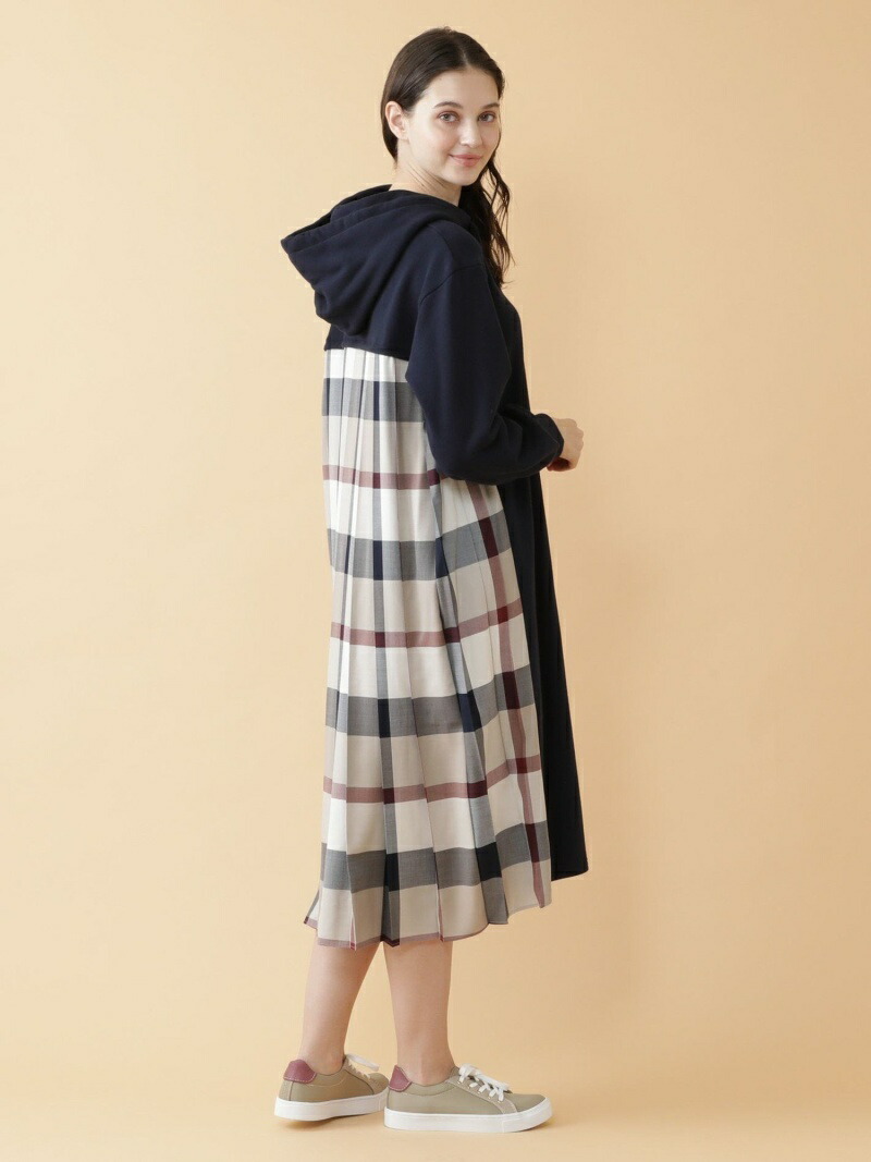 オンライン商舗局限 バックプリーツパーカー衣装 Blue Label Crestbridge ブルーチーズ表示 ネグロレーベル クレストブリッジ ワンピース Tシャツワンピース ブラック ローゼ 褐 貨物輸送無料 Rakuten Fashion Residenza Latorre Com