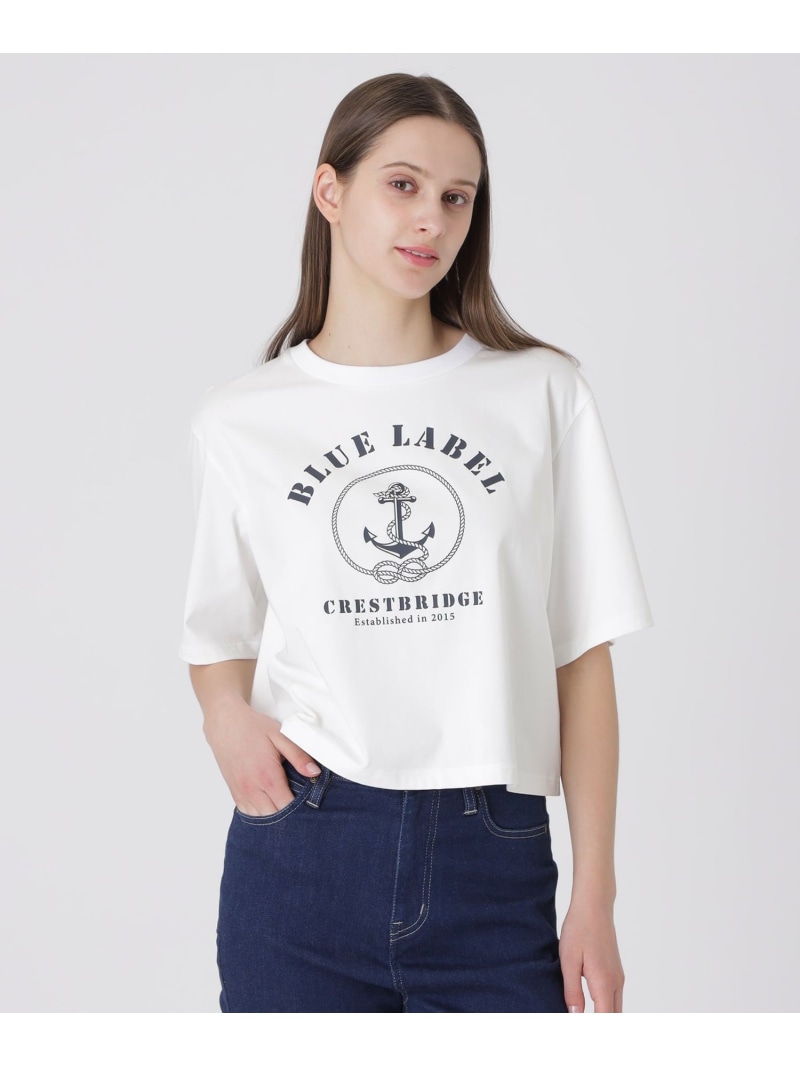 プレーティングシルケットスムースグラフィックロゴプルオーバー BLUE LABEL CRESTBRIDGE 青色付け札 / ブラックレーベル・クレストブリッジ トップス 余分の物のトップス 白いこと 米国海軍【貨物輸送無料】[ Fashion]