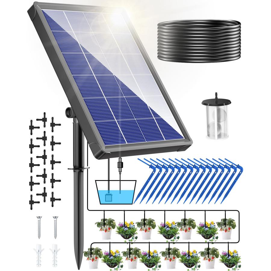 NFESOLAR 自動水やり蓄電 植物 自動 給水器 自動散水タイマー 給水システムタイマー装置 留守 自動水やり ビオトープ ドリップ散水システム