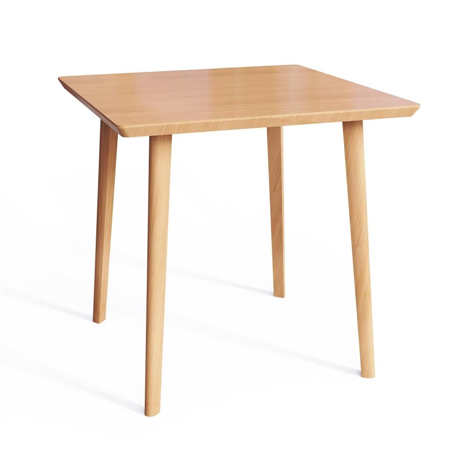 [Skovtree] ダイニングテーブル 高さ75cm 2人用 正方形 食卓 竹製 角張らず シンプル 手作りの天板 奥行76x幅76cm 浅いブラ
