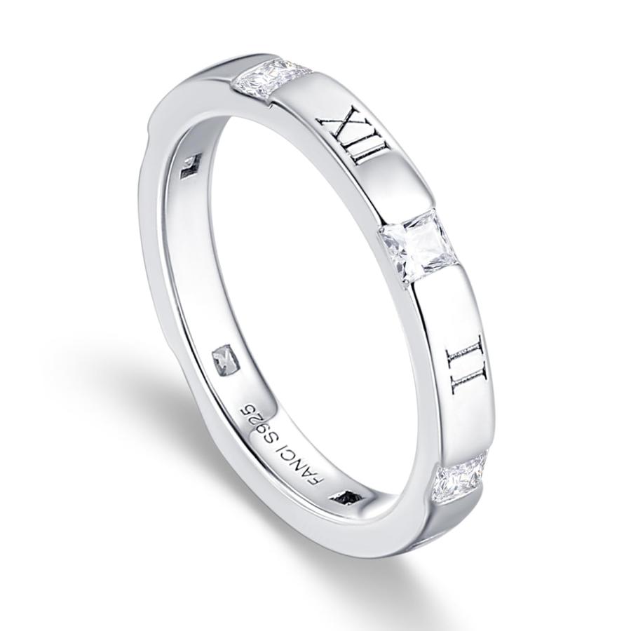 [FANCIME] 純銀 指輪 レディース 13号 幅2.75mm ローズ数字 時計 シルバー S925 カップル 彼女 誕生日 記念日 プレゼント