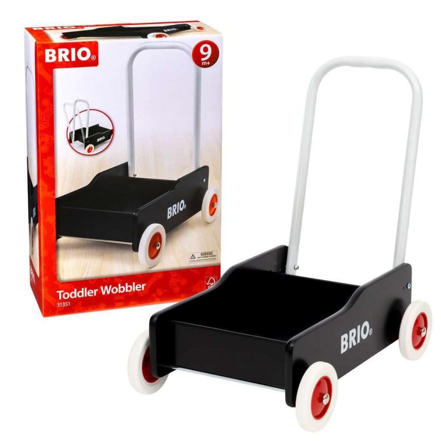 BRIO (ブリオ) 手押し車 ブラック 対象年齢 9か月~ (カタカタ ワゴントイ 木製 おもちゃ 知育玩具 歩行練習) 31351