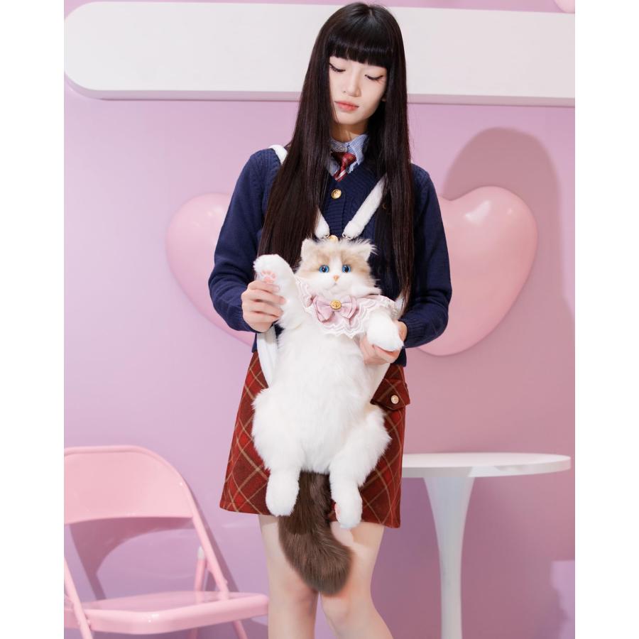 Chongker ハンドメイド リアルな猫型リュック 猫のぬいぐるみペット好きな人へのプレゼント 女性へのプレゼント (リュック)