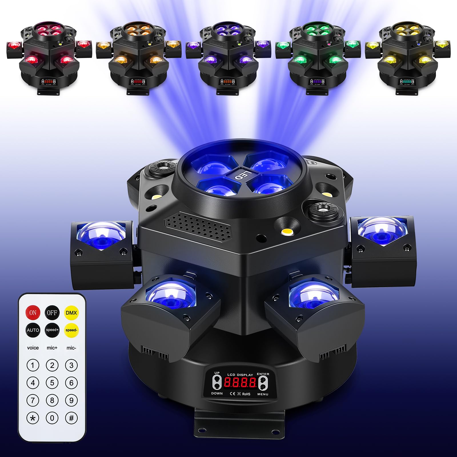 【Spolehli】 上演点火装置 一こま点火装置 寄り合い点火装置 led RGBW 【4+6 10個の10WLED積み上げる DMX512相応う 4大抑えつける遣りくち 540°回転させる 照明ランプ付き添い人】 物音抑えつける/自動小銃/遠隔操作 盛りだくさんな体裁 円転自在 上演/