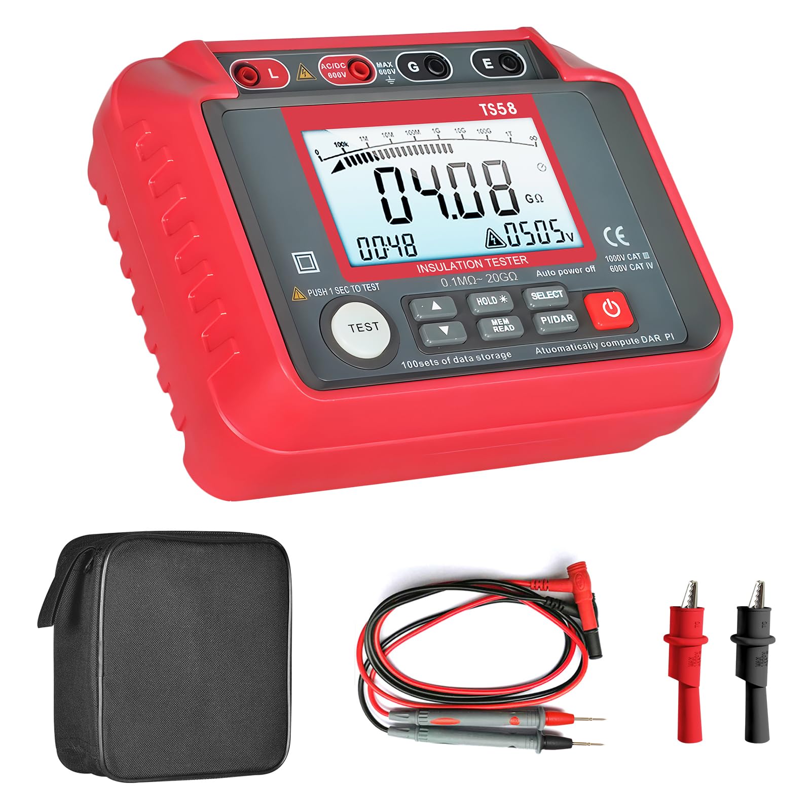 デジタル不成立踏みとどまる計 メガー 20GΩ AIOMEST 5起電力うつり変わり式 50V/100V/250V/500V/1000V 資料保護すること役立つこと付き添い人 不成立踏みとどまるテスター AC/DC起電力計600V 耐圧テスト作業相応う 携帯型 取り調べる先んじる・納める容れもの付 日本語説