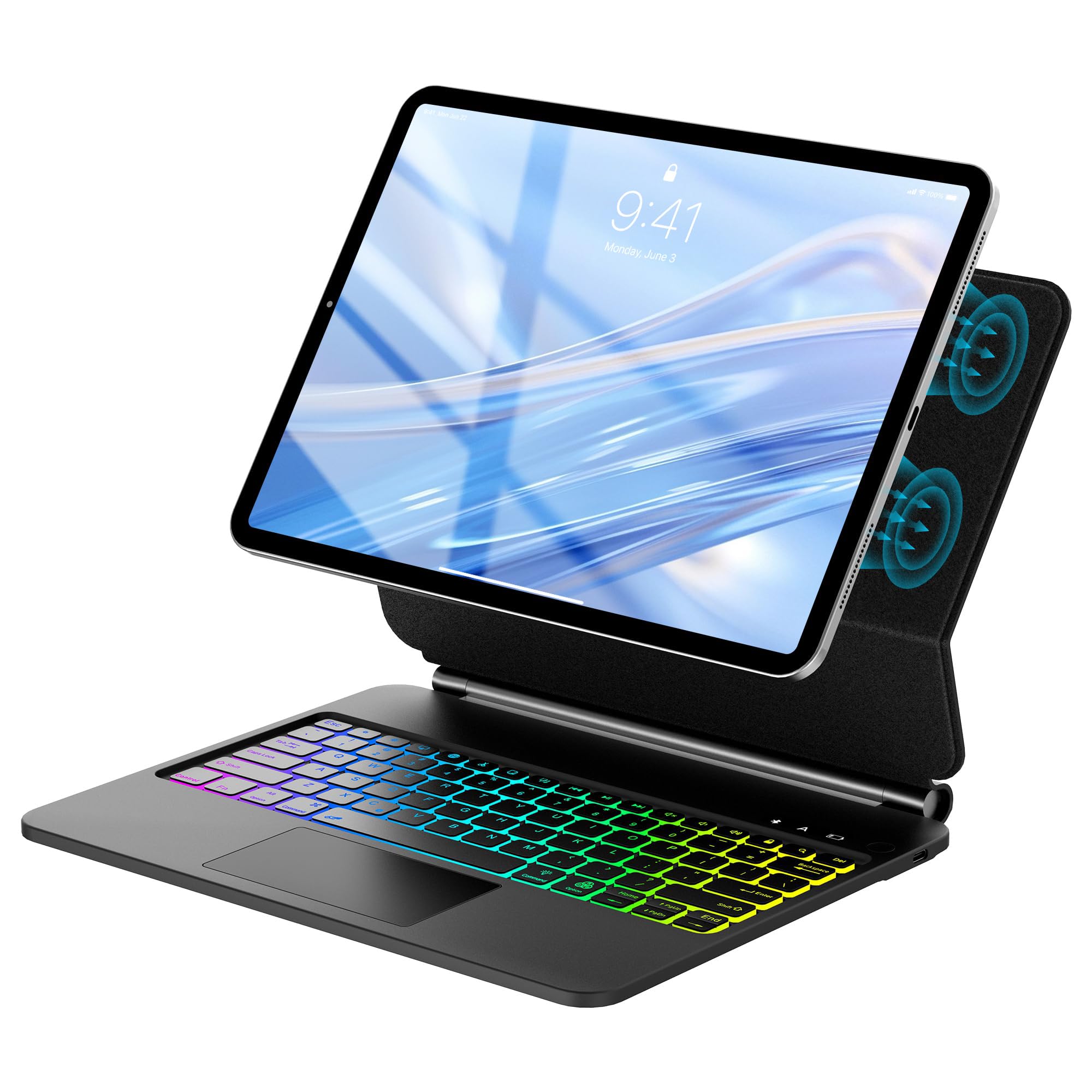 【2025年新御出座し】神通力鍵盤 iPad Pro (M5/M4) 13in専用 iPad Pro 13in 鍵盤 タッチパッド付き添い人 軽さ 薄型 7色うしろ側点火装置付き添い人 磁気ねばり着く フローティング心積もり 磁石容れもの