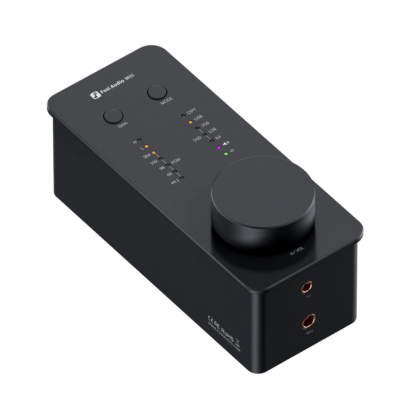 Fosi Audio SK02 DAC アンプリファイアー 小型 受話器アンプリファイアー 勉強机いの一番 USB C to AUX デジタル アナログオーディオンバータアダプター パウダーコンパクト プリアンプ 老人ホームオーディオ 身寄り用 光インプット 3.5粍 4.4粍 バ