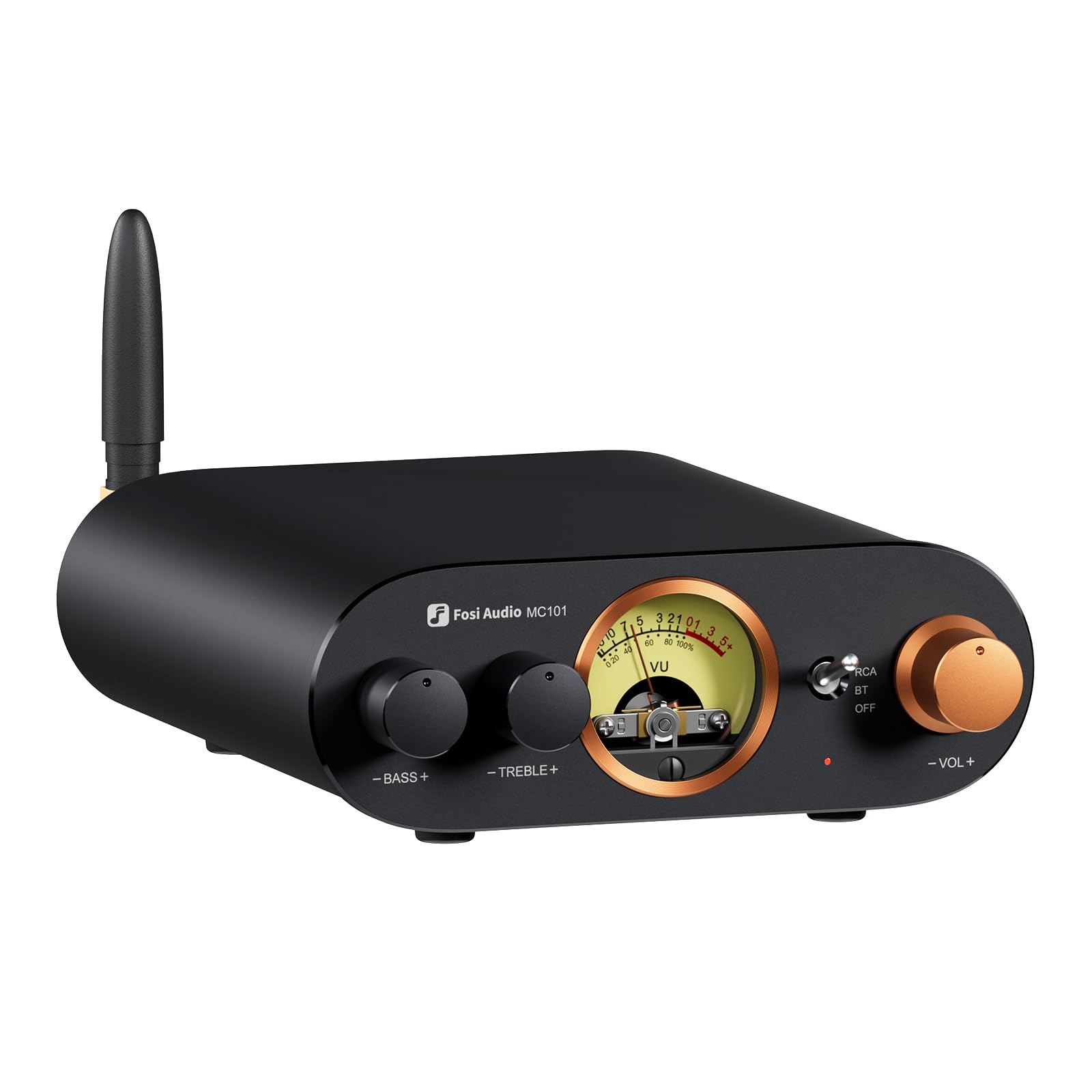 Fosi Audio MC101 Bluetooth ステレオアンプリファイアー 100W*２ ホームオーディオコンポーネント ミニアンプリファイアー VU 米突付き添い人 パッシブスピーカー用 2 通信路 HiFi 受信システム 高低音部音の高低抑えつける付き添い人
