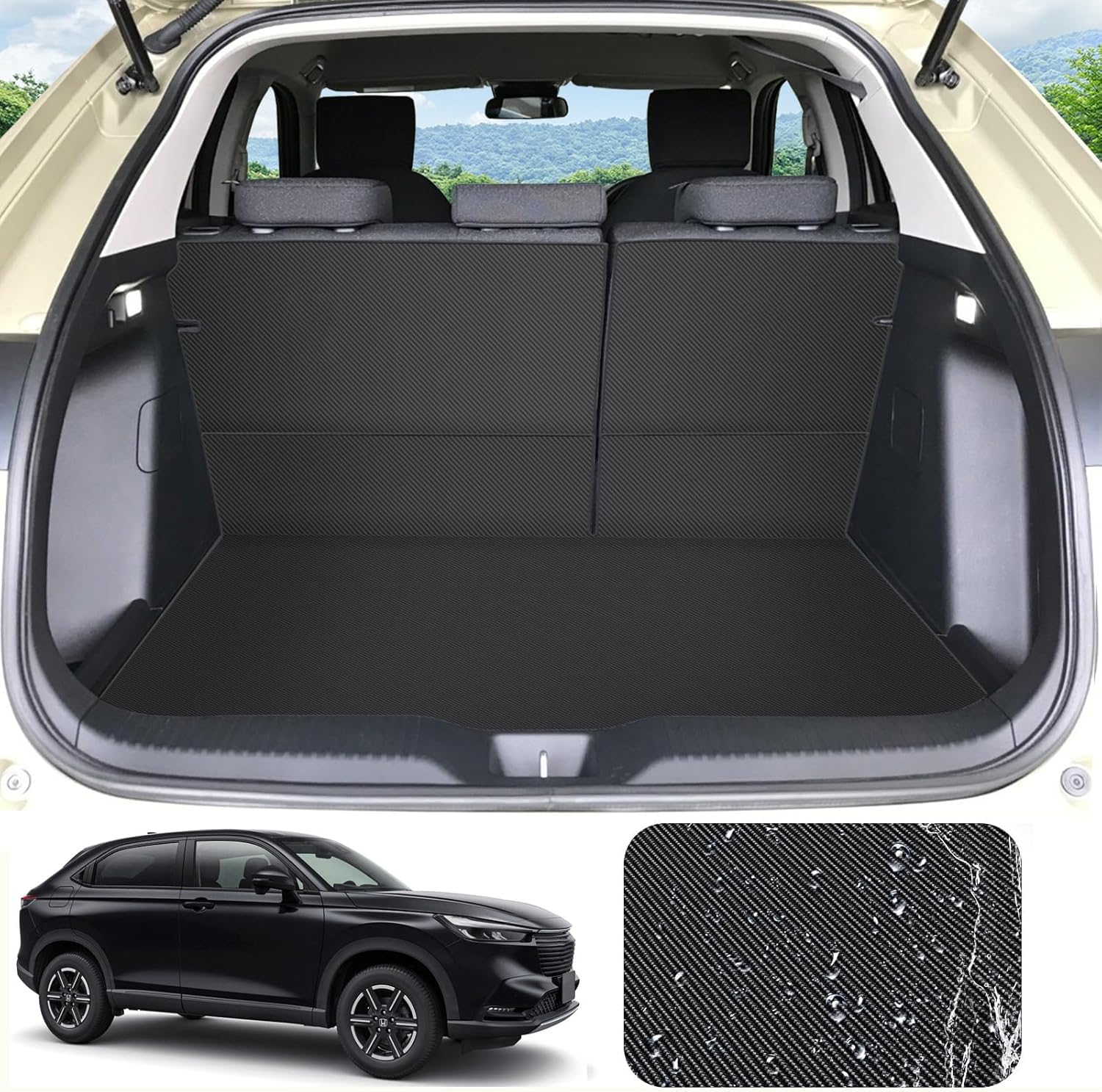 YORKNEIC 新型 ヴェゼル ラゲッジマット RV系 2022年から付け届け 裏取りまかなう 車種専用 ブートつや消し うしろ側うしろ側取りまかなう 練りあわせる革材質 カーゴマット 耐汚れ 雨合羽 印字機C