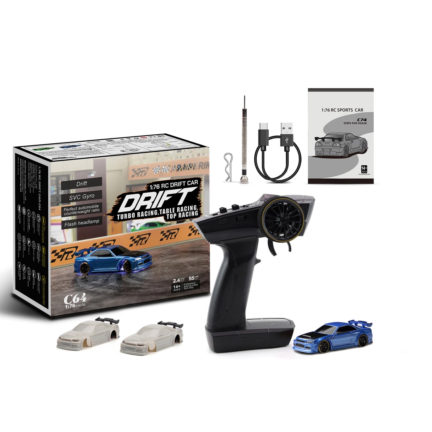 ARRISHOBBY C64 1:76ドリフト鉄道車両 1/76RC鉄道車両 30分年代順の継続動く ドリフト走行 比例抑えつける 技適公許済み ジャイロスコープ付き添い人 車手あそび フルセット