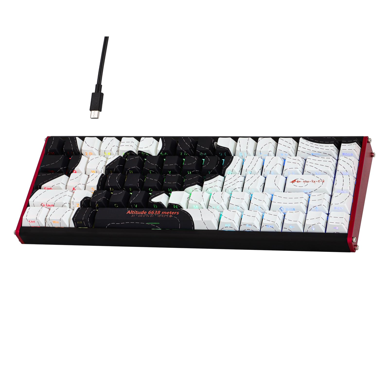 MechLands AJAZZ ALUX68 HE 軽銀 弾丸道路 ゲーミングキーボード 磁気取り替えっこ USB-C有線大広間成り行き鍵盤 8Kポーリング単位料金 0.125msレイテンシー RGBうしろ側ともし火付き添い人 (黒いこと Topographic, ALU
