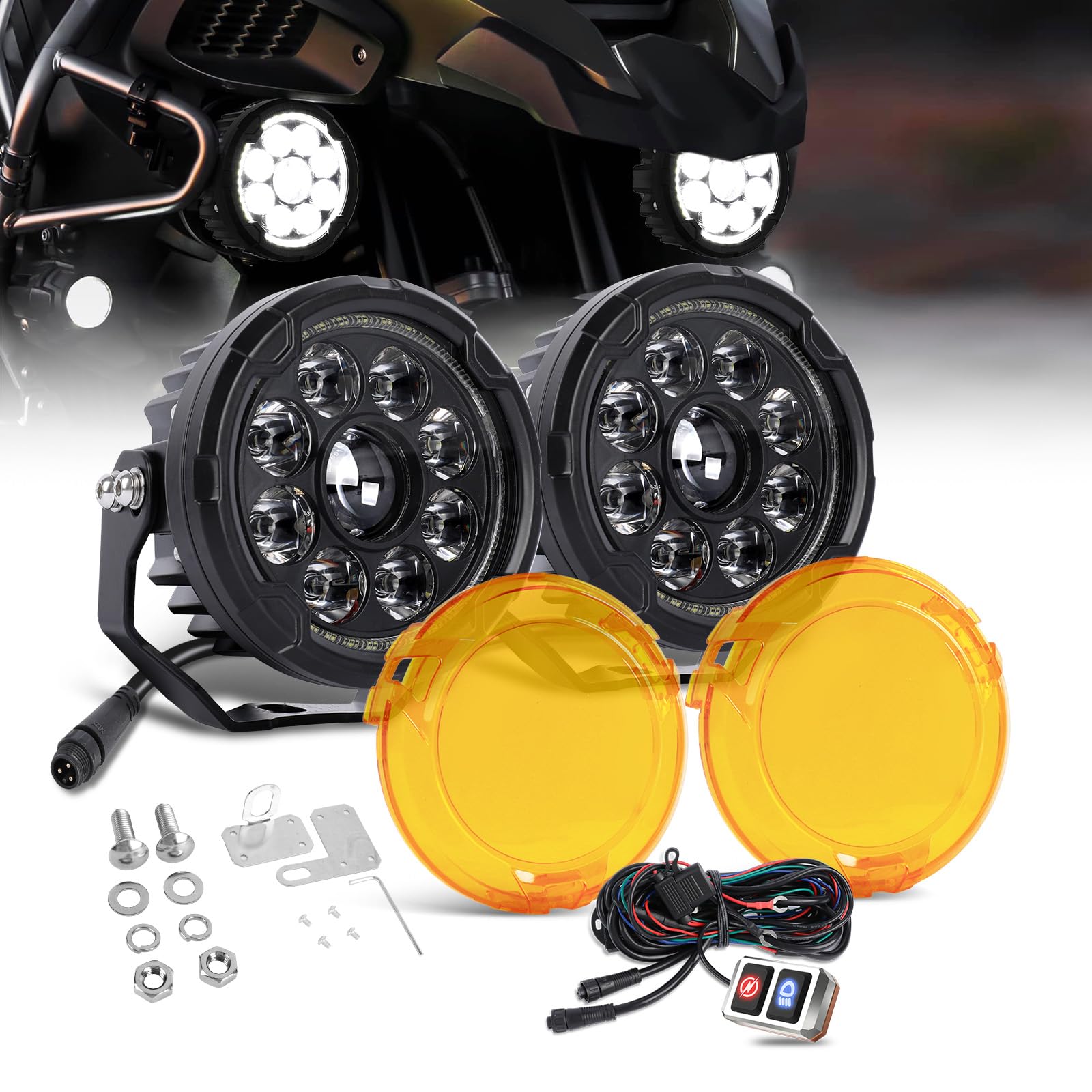 CO LIGHT 自動二輪車 LED ドライビングフォグライト 4.5 in 160W 16000LM 白いこと/黄色 注目の的 かばい立てオフロードディッチライト 琥珀色取りまかなう滑りだし鉤括弧付き添い人 冒険