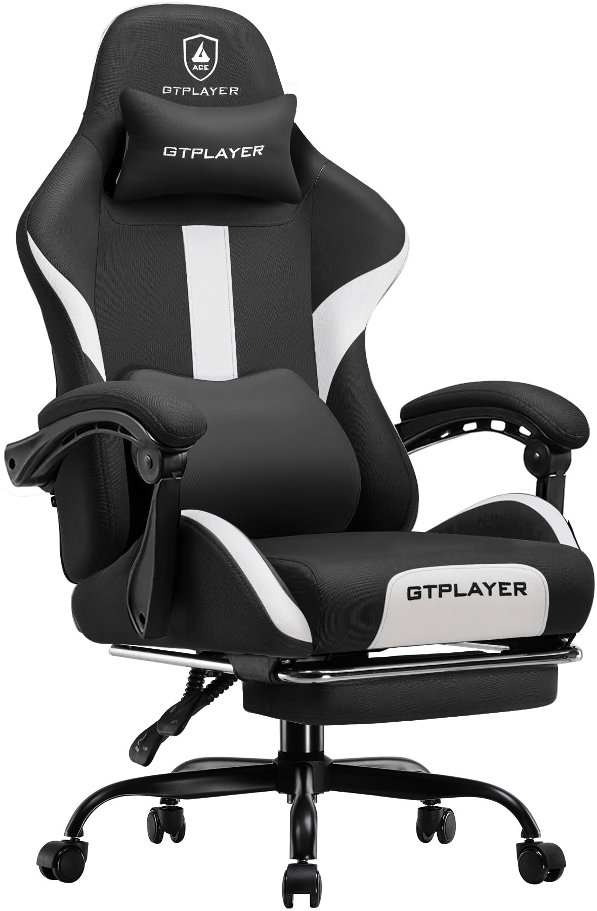 GTPLAYER ゲーミングチェア 布切れ 事務机女性議長 万物の霊長科学技術心積もり 腰痛打つ手 隠し捲線 90°～150°リクライニング [原則として式オットマン付き添い人] 聯絡式アームレスト 蒸れない 高裏 ヘ