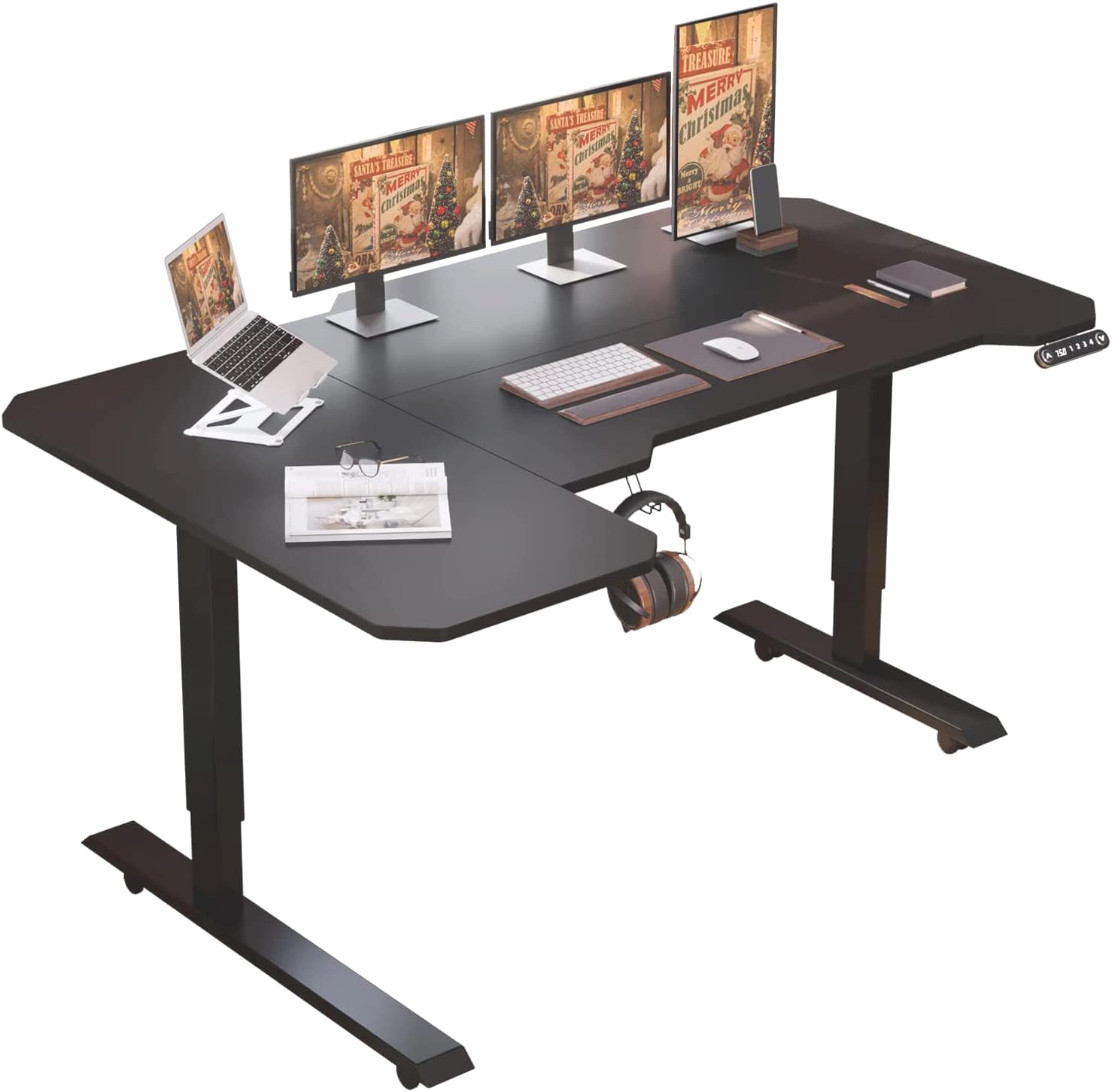 BilBil 勉強机 マイコン仕合わせ つくえ 電動昇降式 机 150CM×101コマーシャル 電動式スタンディングデスク オフィスワークテーブル 昇降式机 ゲーミングデスク 電動式 高さ69-115コマーシャル 高さ合わせる能力のある 記憶装置機