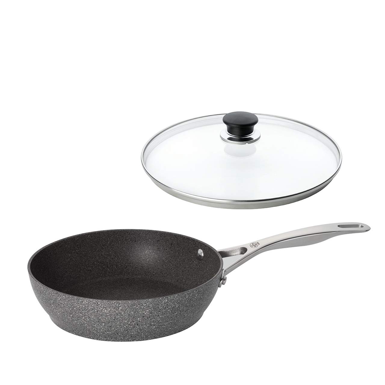 Ballarini バッラリーニ 「 ローマ 深型フライパン 24cm 」 炒め鍋 ガス火専用 グラニチウム 5層コーティング 【日本正規販売品 】 75001-795 ガラス蓋付き|CREST shop