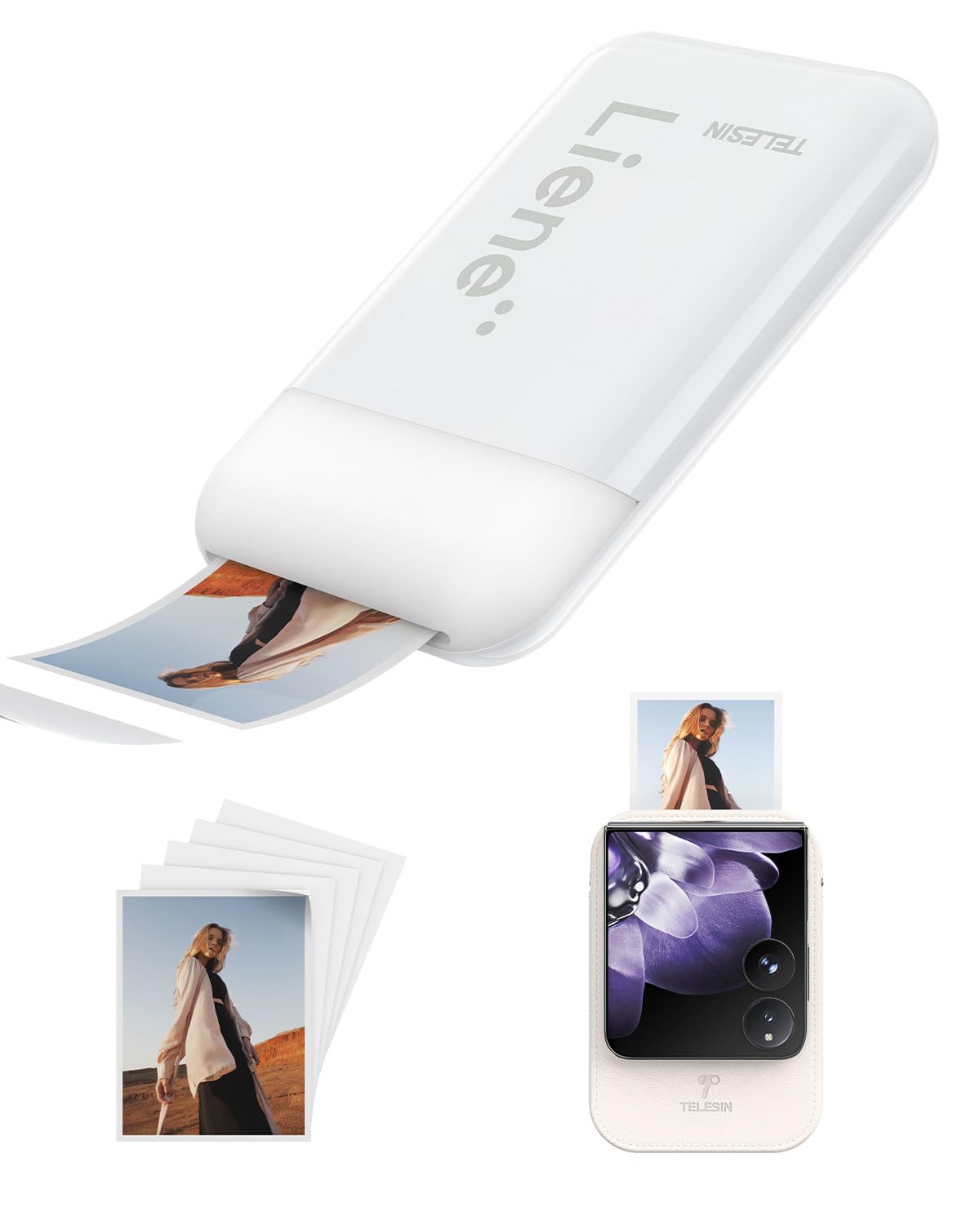 TELESIN° x Liene スマホプリンター ポータブルプリンターキット 印刷人・磁石ショルダーバッグ・活動写真質問用紙原則として 映画化しながら刷り上げる ZINKインキ受け答え刷り上げる科学技術 ミニフォトプリンター