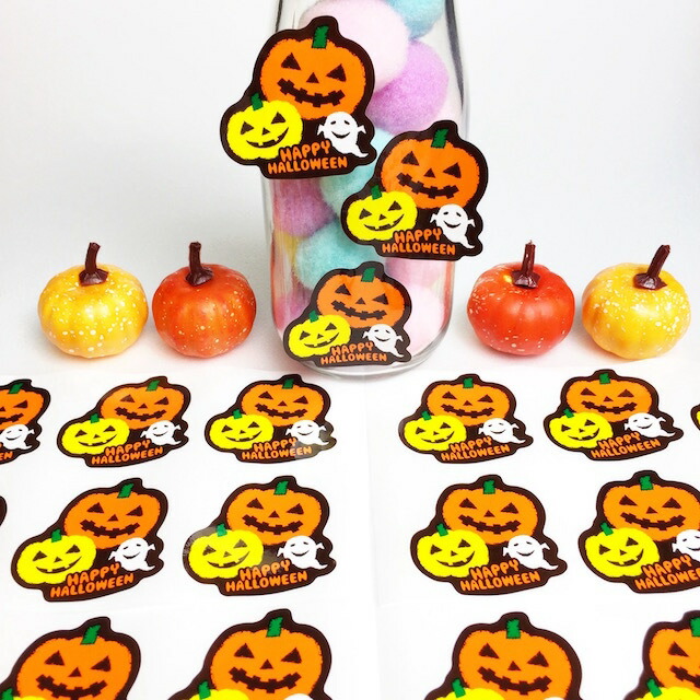 楽天市場 Creve ハロウィン パンプキン ギフトシール ギフトステッカー 50枚セット ラッピング Happy Halloween 光沢加工 防水 加工 大きめサイズ 4 4cm クレーブオンラインショップ