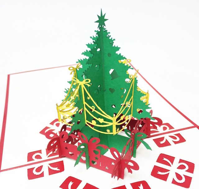 楽天市場 Creve 3d 立体 ポップアップ グリーティング カード クリスマスカード クリスマスツリー クリスマス シール付属 クレーブオンラインショップ