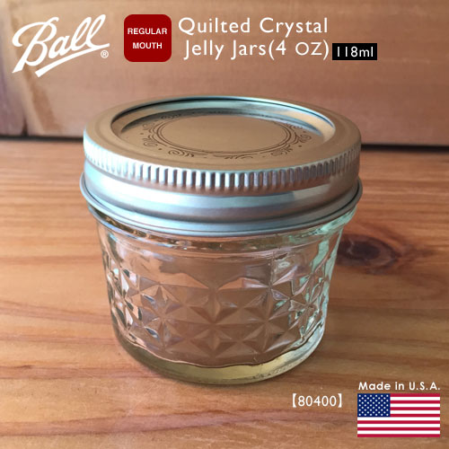 【楽天市場】【Ball】 Quilted Crystal Jelly Jars 4 OZ 118ml 【80400】REGULAR MOUTH