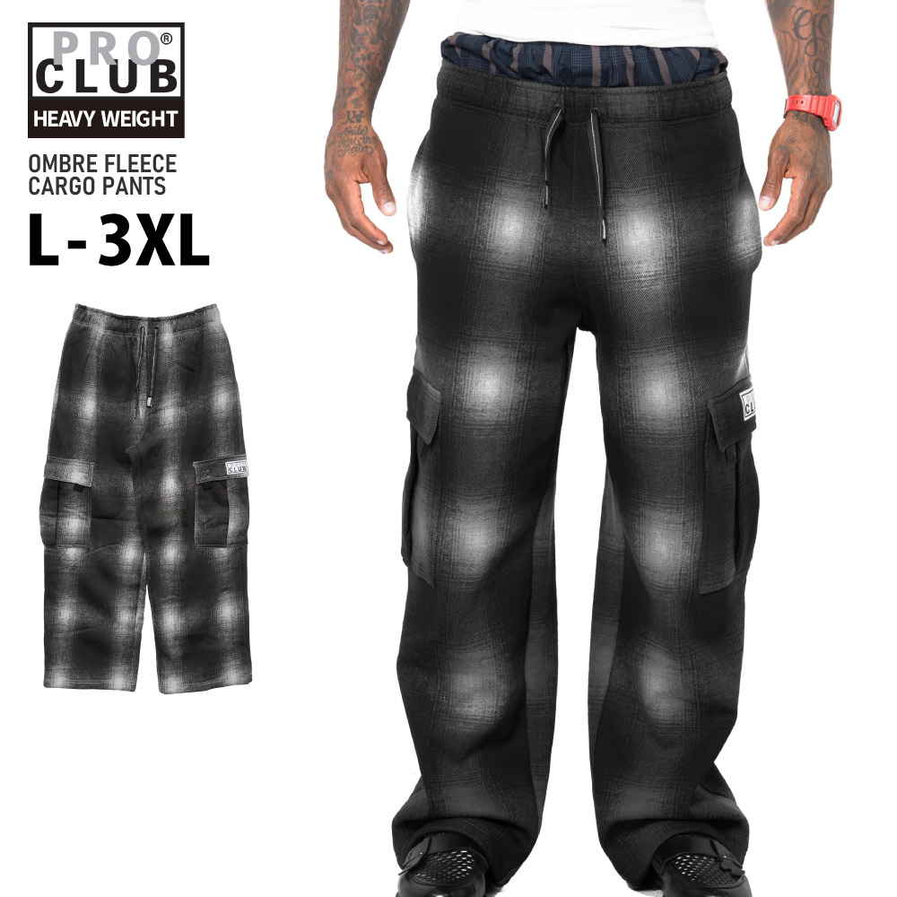PRO CLUB プロクラブ 【Ombre Fleece Cargo Sweatpant】 オンブレ グラデーション ロングパンツ スウェット 厚手 ヘビーウェイト ビッグサイズ 大きいサイズ ユニセックス メンズ｜CRIMINAL（クリミナル）