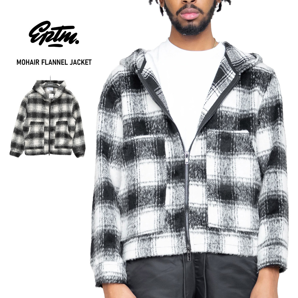 EPTM エピトミ 【Mohair Flannel Jacket】 アウター ジャケット フランネルジャケット チェック モヘア チェック 長袖 HIPHOP ビッグサイズ 大きいサイズ ユニセックス メンズ
