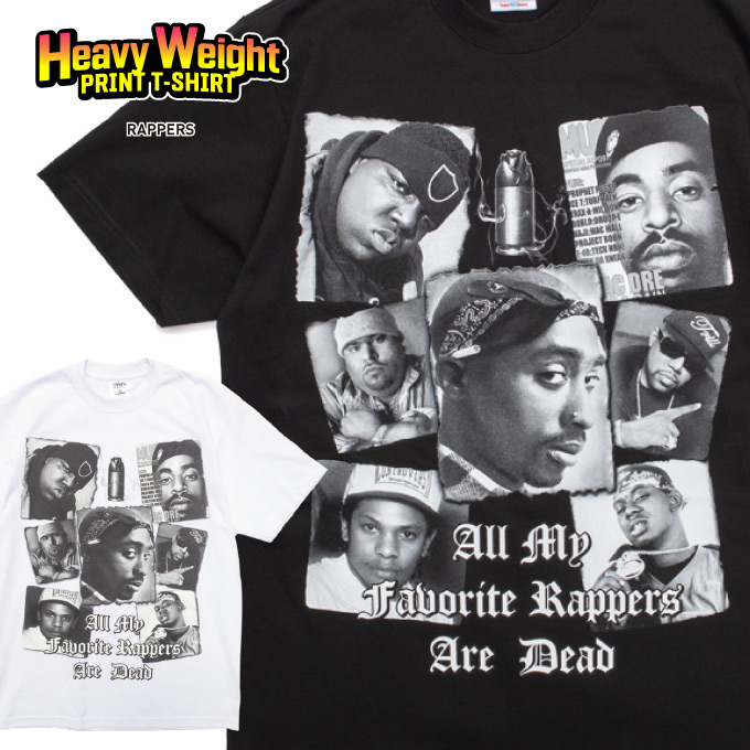 【L～3XL】プリント Tシャツ 【 Rappers 】 2pac Biggie ラッパー ラップT ヘビーウェイト 半袖 西海岸 カリフォルニア  ローライダー WESTCOAST HIPHOP ヒップホップ ビッグサイズ メンズ