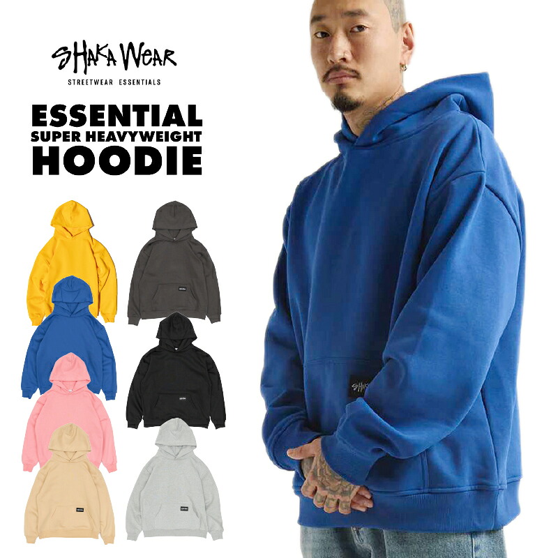 SHAKA WEAR シャカウェア 【Essential Super Heavyweight Hoodie】 長袖 パーカー ヘビーウェイト スウェット スエット 厚手 メンズ 大きいサイズ ビッグサイズ USサイズ 西海岸 チカーノ ローライダー LA HIPHOP