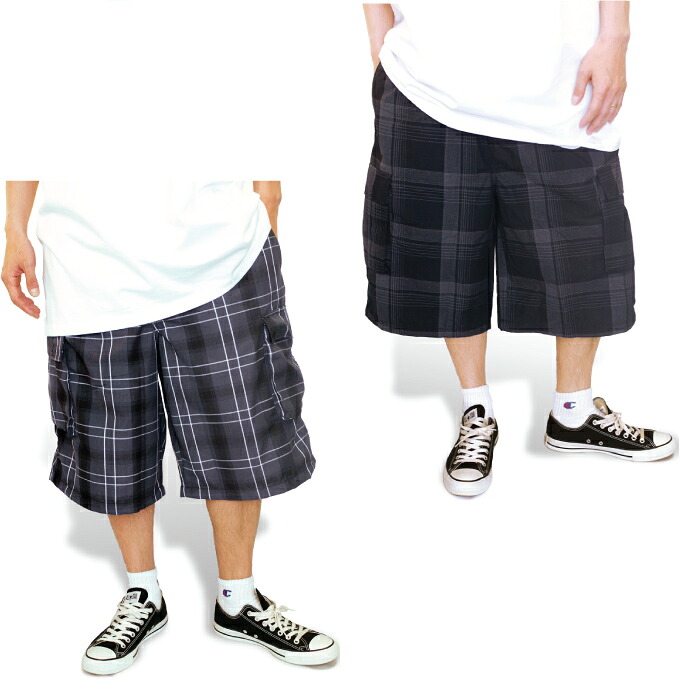 Yago Mens Plaid Checker Shorts Cargo 