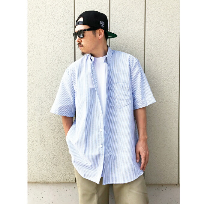 楽天市場 7 27 再入荷 Dickies ディッキーズ 半袖 ワークシャツ オックスフォード ストライプ 半袖シャツ Dickies Ss46 メンズ 大きいサイズ オープンシャツ ボタンダウン Usサイズ ユニフォーム デッキーズ 作業着 作業服 Westcoast Criminal クリミナル