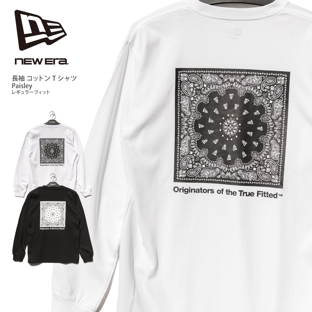 NEW ERA ニューエラ 【長袖 コットン Tシャツ Paisley】 ロンT ロングTシャツ プリント ペイズリー バンダナ メンズ ユニセックス 14682704 14682705