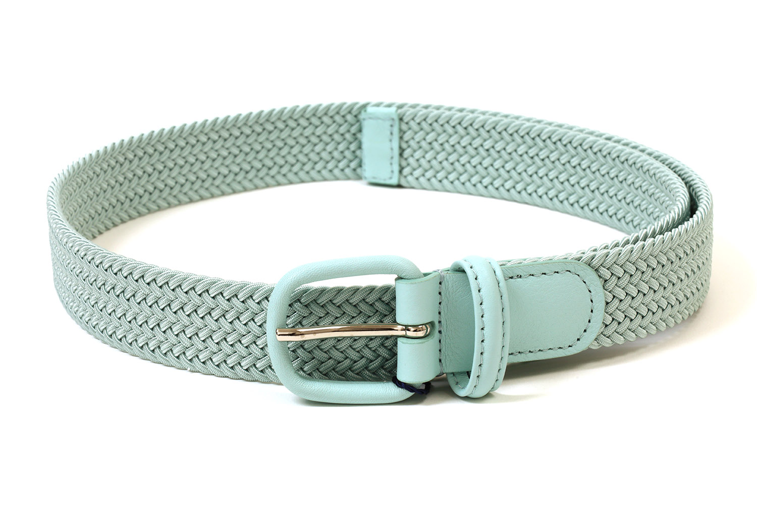 【ポイント10倍＋5倍】アンダーソンズ　ラバーメッシュベルト　革巻きバックル　30mm　ミントグリーン　Anderson's　0765　V7　MINT GREEN