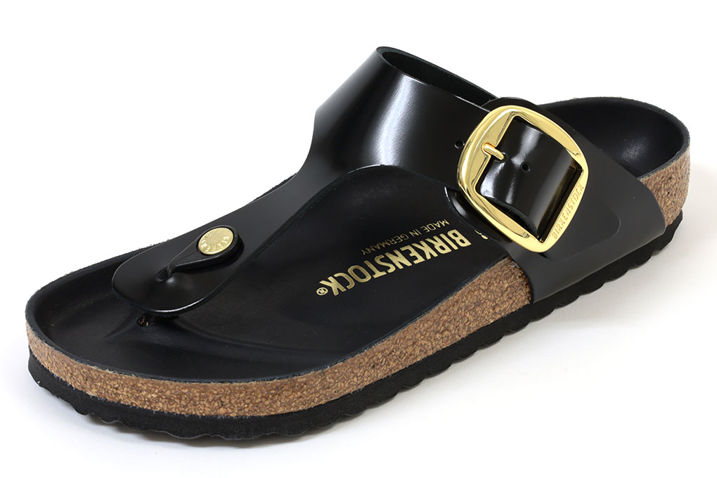 【尖んがり10倍＋5倍】ビルケンシュトック ギゼ ビッグバックル レギュラー ハイシャイン 黒いこと BIRKENSTOCK Gizeh Big Buckle 1021467 High-Shine Black