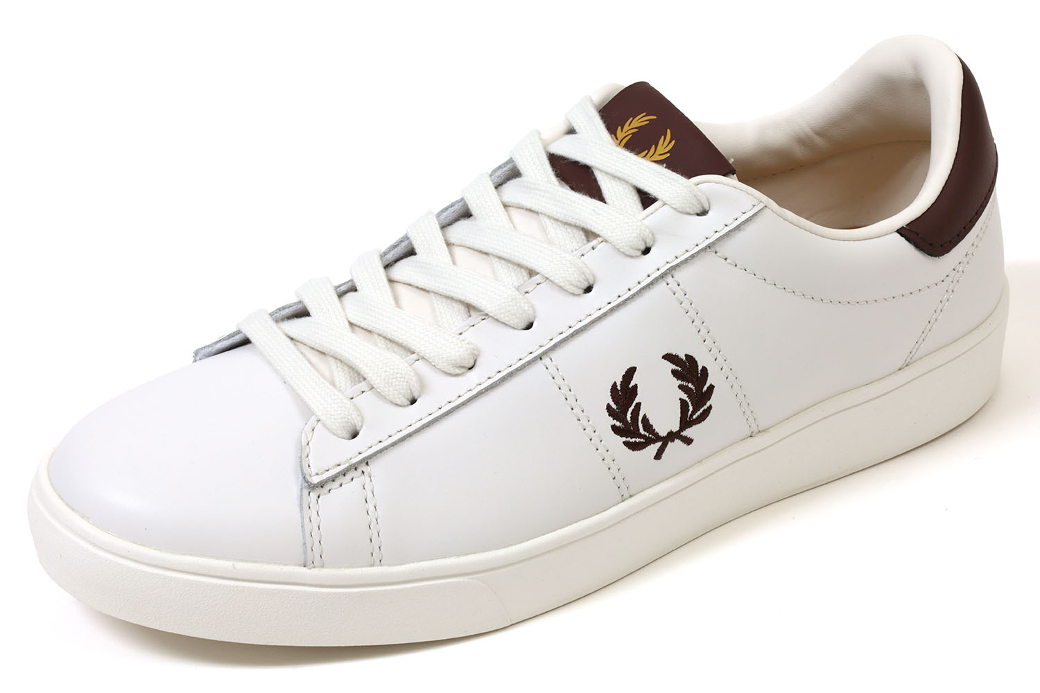 フレッドペリー　レザースニーカー　スペンサーレザー　スノーホワイト×ブリック　FRED　PERRY　SPENCER LEATHER　B4334　U69　SNOW WHITE / BRICK画像