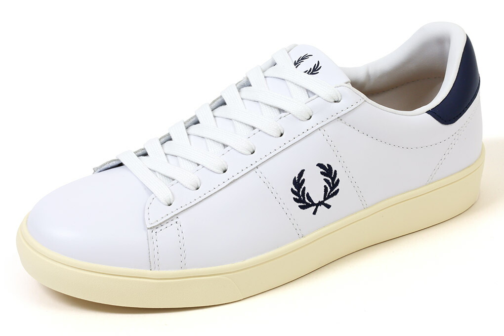 【ポイント10倍＋5倍】フレッドペリー　レザースニーカー　スペンサーレザー　スノーホワイト/フレンチネイビー　FRED　PERRY　SPENCER LEATHER　B4334　V59　SNOW WHITE/FRENCH NAVY画像