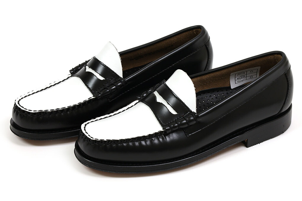 【尖んがり10倍＋5倍】ジーエイチバス ラーソン レザーソール 黒いこと×白いこと G.H.BASS LARSON 11010H BLACK\u0026WHITE