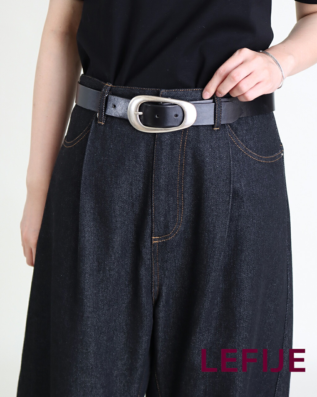 【5%off+P10倍 20時~】LEFIJE レフィエ ダエンバックルベルト シルバーバックル レザーベルト M4736A COW 牛革 ベルト レディース 本革 ウエストマーク 送料無料 正規品 26SS